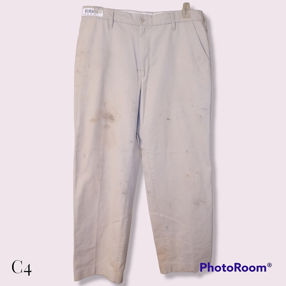 🤑Mens Used Khaki Softwill by Unifirst Uniform Work Pants 36x30
